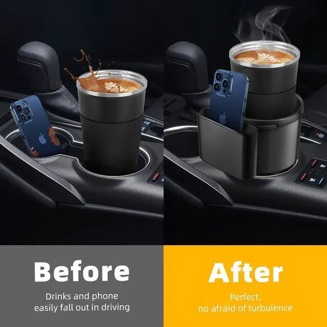 Alt view image 6 of 6 - Car Cup Holder Expander, Cup Holder Extender Adapter for Car with Adjustable Base, Fits YETI 24/36/46oz, HydroFlask 32/40oz, Large Water Bottles in 2.7"-4.2" (16-46 OZ)
