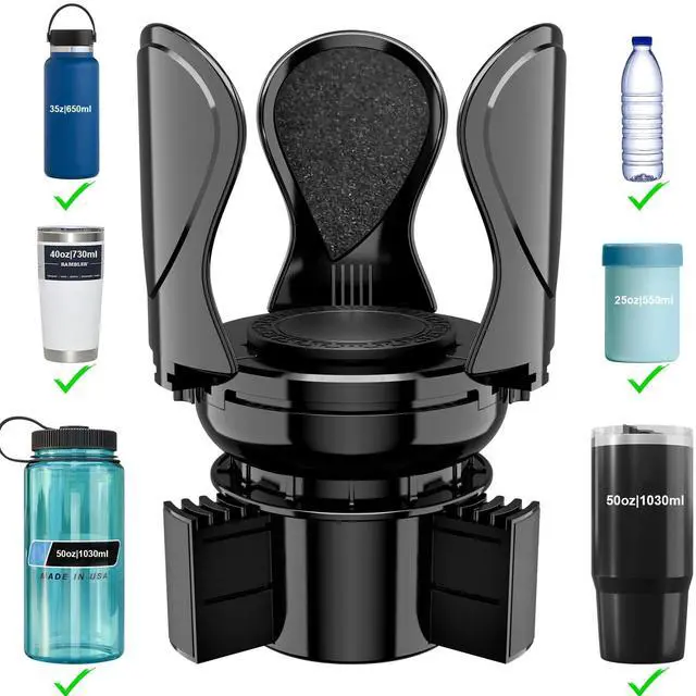 Main image of Car Cup Holder Expander, Cup Holder Extender Adapter with Expandable Arm and Adjustable Base, Compatible with Yeti Ramblers 14-64oz, Hydro Flasks 18-64oz Most Coffee Mugs Bottles & Cups