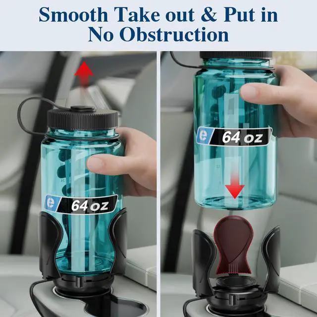Alt view image 5 of 7 - Car Cup Holder Expander, Cup Holder Extender Adapter with Expandable Arm and Adjustable Base, Compatible with Yeti Ramblers 14-64oz, Hydro Flasks 18-64oz Most Coffee Mugs Bottles & Cups