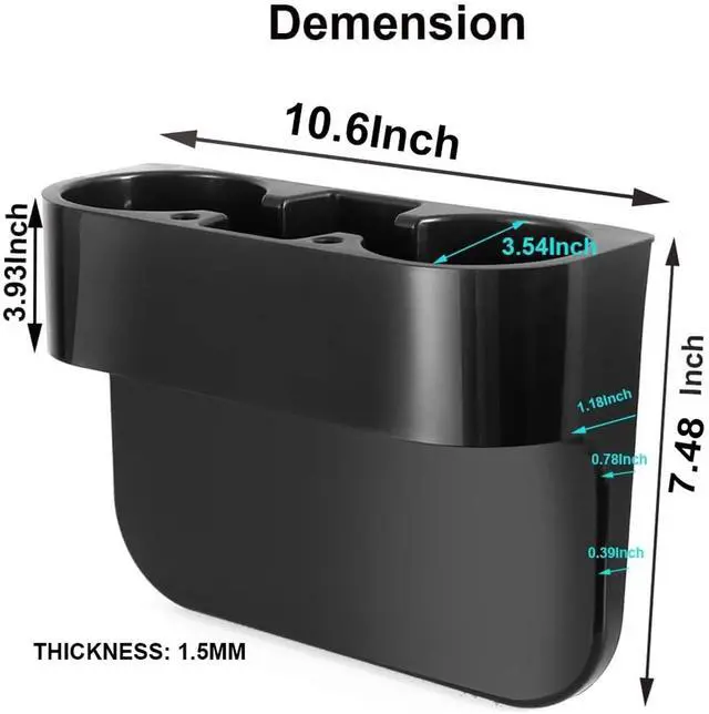 Alt view image 3 of 6 - Cup Holder Portable Multifunction Vehicle Seat Cup Cell Phone Drinks Holder Box Car Interior Organizer (Black)