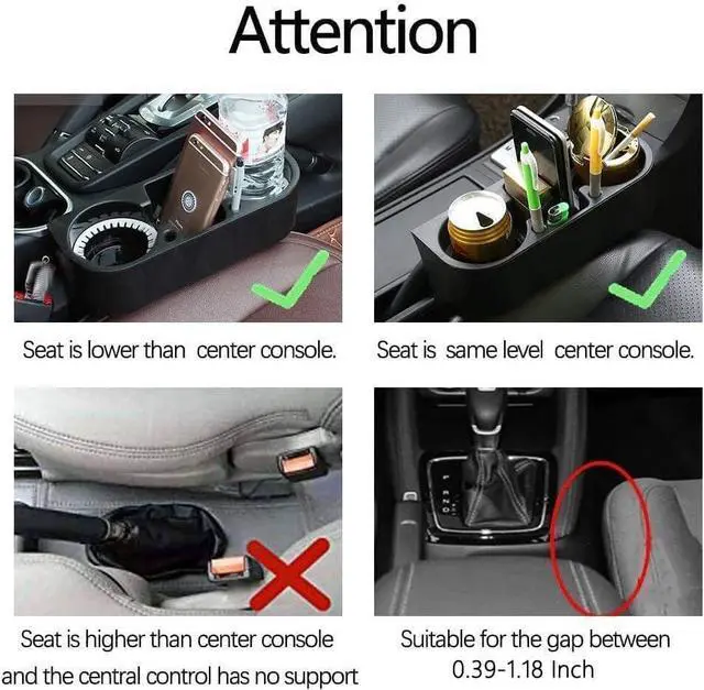 Alt view image 5 of 6 - Cup Holder Portable Multifunction Vehicle Seat Cup Cell Phone Drinks Holder Box Car Interior Organizer (Black)