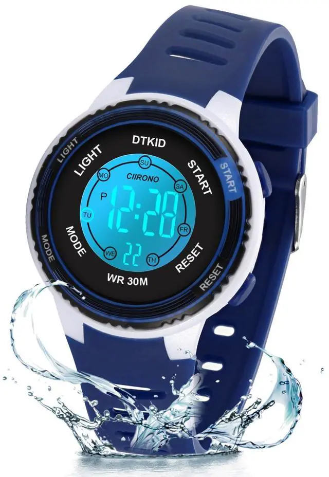 Main image of Digital Kids Watch 30 M Waterproof, 7 Color Lights Time Teaching Watch Easy to Read for Girls Boy 5-16
