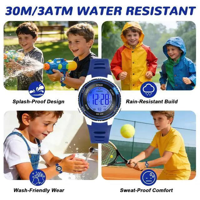 Alt view image 3 of 7 - Digital Kids Watch 30 M Waterproof, 7 Color Lights Time Teaching Watch Easy to Read for Girls Boy 5-16