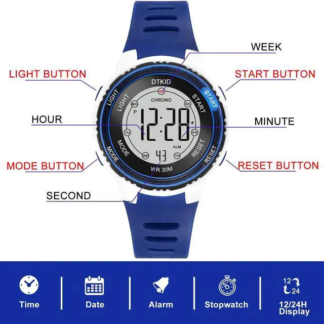 Alt view image 4 of 7 - Digital Kids Watch 30 M Waterproof, 7 Color Lights Time Teaching Watch Easy to Read for Girls Boy 5-16