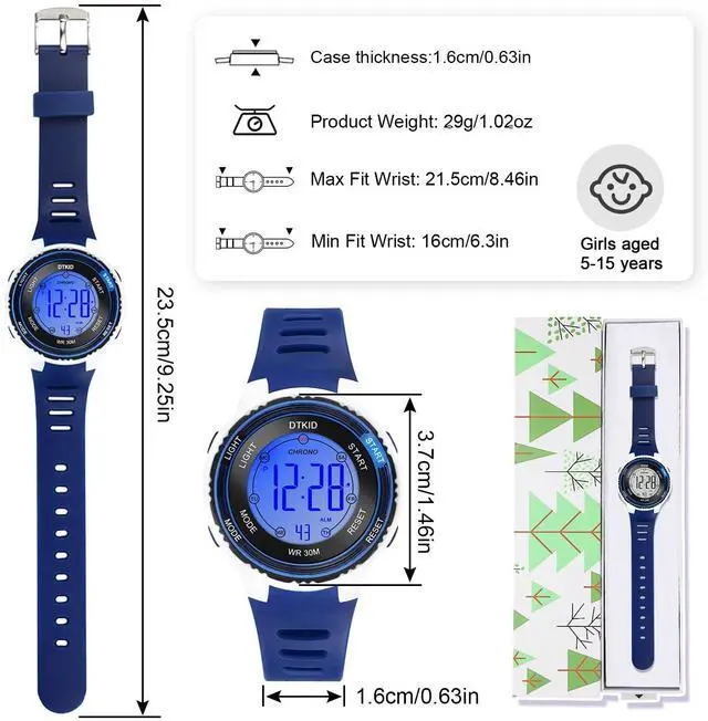 Alt view image 5 of 7 - Digital Kids Watch 30 M Waterproof, 7 Color Lights Time Teaching Watch Easy to Read for Girls Boy 5-16
