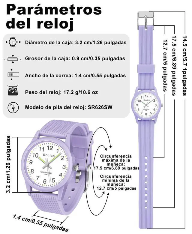 Alt view image 3 of 7 - Kids Analog Watch for Boys Girls, Easy to Read Learning Time Watch, 50M Waterproof, Soft Band Wristwatch for Ages 4-12, Great Gift for Children