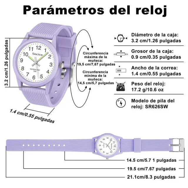 Alt view image 6 of 7 - Kids Analog Watch for Boys Girls, Easy to Read Learning Time Watch, 50M Waterproof, Soft Band Wristwatch for Ages 4-12, Great Gift for Children