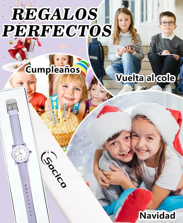 Alt view image 7 of 7 - Kids Analog Watch for Boys Girls, Easy to Read Learning Time Watch, 50M Waterproof, Soft Band Wristwatch for Ages 4-12, Great Gift for Children