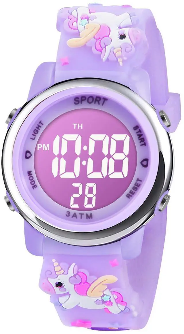Main image of Kids Watch, Toddler Digital Watch, Digital Watch LED Electrical Watches 7 Color Lights Watch Sport Outdoor with Alarm Stopwatch Unicorn Toys Gift for 6-12 Year Girls Children Wristwatch