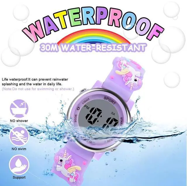 Alt view image 5 of 7 - Kids Watch, Toddler Digital Watch, Digital Watch LED Electrical Watches 7 Color Lights Watch Sport Outdoor with Alarm Stopwatch Unicorn Toys Gift for 6-12 Year Girls Children Wristwatch
