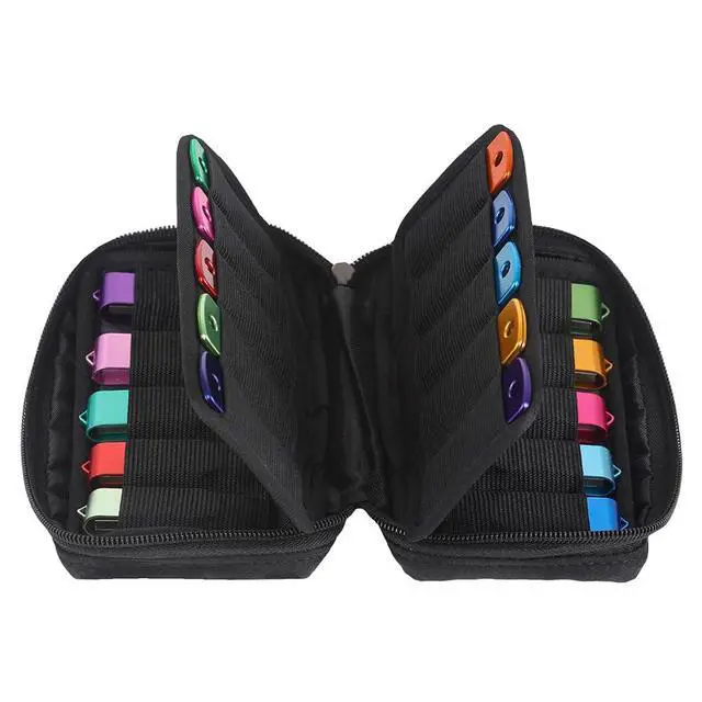 Alt view image 3 of 7 - USB Flash Drive Case Organizer Premium Soft Neoprene Storage Holder with 20 Slots and 20 Label Tags for Thumb Drives, Memory Sticks, Jump Drives & Electronic Accessories (Black)