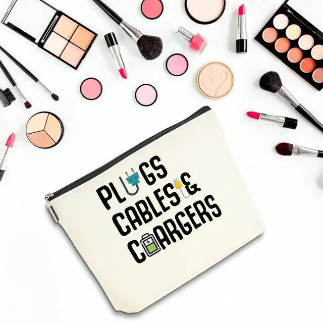Alt view image 5 of 6 - 2 PCs Cable Organizer Bag Funny Makeup Bag Charger Bag Plugs Cosmetic Bag, Travel Storage Bag for Charging Cord Electronics Accessories Storage, Gifts for Women Christmas birthday Gifts Zipper Pouch