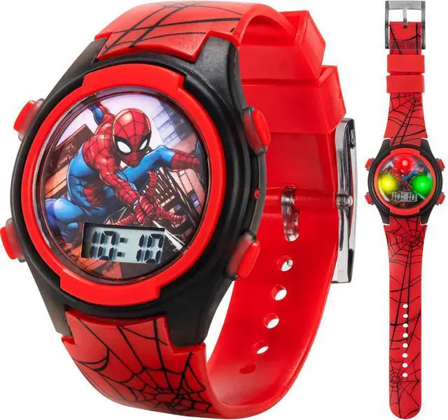 Main image of Marvel Spider-Man Digital Watch for Kids Durable Plastic Timepiece, LCD Display, Quartz Accuracy, Iconic Spiderman Imagery