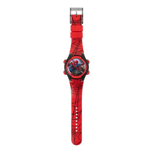 Alt view image 5 of 6 - Marvel Spider-Man Digital Watch for Kids Durable Plastic Timepiece, LCD Display, Quartz Accuracy, Iconic Spiderman Imagery