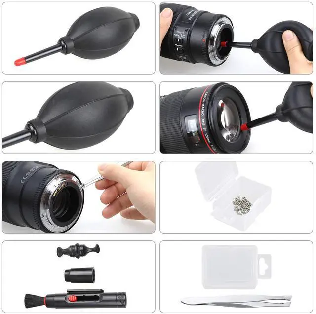 Alt view image 5 of 7 - 14-in-1 Camera Lens Cleaning Kit - Mirrorless & DSLR Sensor Cleaning Kit for Canon, Sony, Nikon Including Lens Blower, Detergent, Swabs, Cloth, Pen, Brush