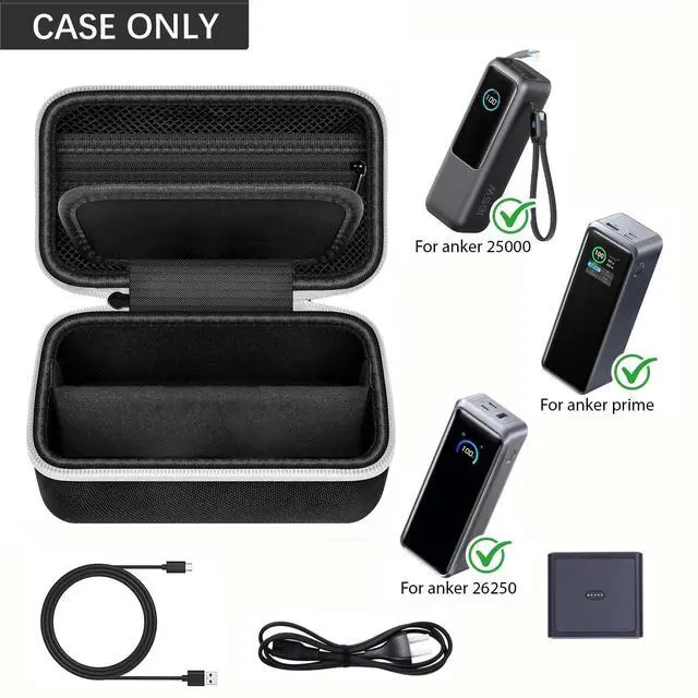 Alt view image 2 of 7 - Compatible with Anker Prime Power Bank 25000, 26250, 27650, 20100mAh & 100W Charging Base, Storage Travel Holder for Anker Laptop 737 Portable Chargers Prime USB C Cable, Adapter (Box Only)-Black
