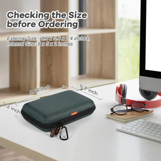 Alt view image 2 of 7 - Shockproof Hard Shell Case - Large Electronic Organizer Carrying Case for External Hard Drive, Power Bank, Charger, Battery, GPS, Cell Phone - Portable Storage Pouch Bag Travel Case - Grey Blue