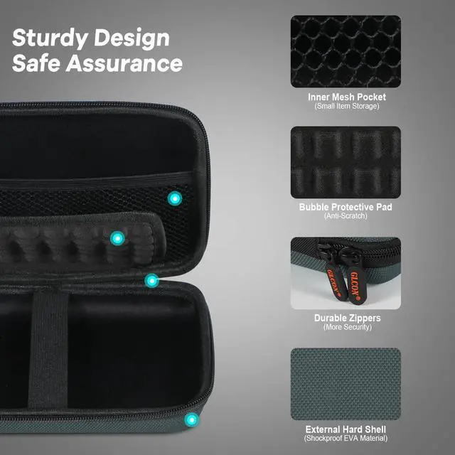 Alt view image 4 of 7 - Shockproof Hard Shell Case - Large Electronic Organizer Carrying Case for External Hard Drive, Power Bank, Charger, Battery, GPS, Cell Phone - Portable Storage Pouch Bag Travel Case - Grey Blue