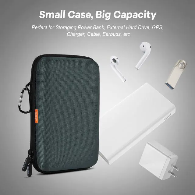 Alt view image 5 of 7 - Shockproof Hard Shell Case - Large Electronic Organizer Carrying Case for External Hard Drive, Power Bank, Charger, Battery, GPS, Cell Phone - Portable Storage Pouch Bag Travel Case - Grey Blue