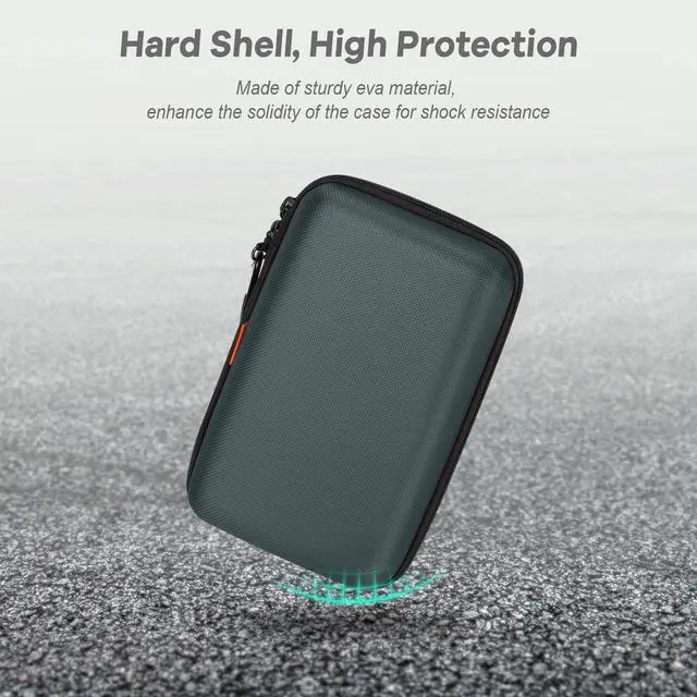 Alt view image 6 of 7 - Shockproof Hard Shell Case - Large Electronic Organizer Carrying Case for External Hard Drive, Power Bank, Charger, Battery, GPS, Cell Phone - Portable Storage Pouch Bag Travel Case - Grey Blue