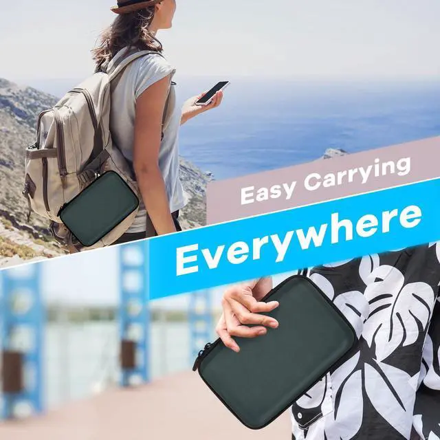 Alt view image 7 of 7 - Shockproof Hard Shell Case - Large Electronic Organizer Carrying Case for External Hard Drive, Power Bank, Charger, Battery, GPS, Cell Phone - Portable Storage Pouch Bag Travel Case - Grey Blue