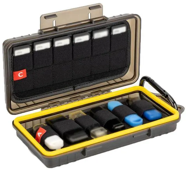 Main image of Durable USB Flash Drive Case, Thumb Drive Organizer for 12 USB A/USB C Jump Drive, 24 Memory Card SD SDHC SDXC CFexpress Type A Card Case Holder, Water-Resistant and Shockproof