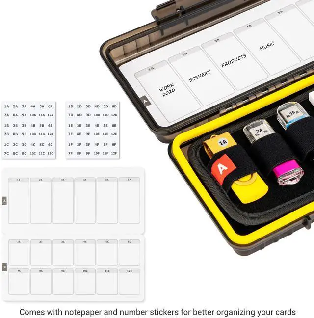 Alt view image 4 of 7 - Durable USB Flash Drive Case, Thumb Drive Organizer for 12 USB A/USB C Jump Drive, 24 Memory Card SD SDHC SDXC CFexpress Type A Card Case Holder, Water-Resistant and Shockproof