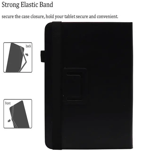 Alt view image 3 of 6 - 10 10.1 11 Inch Tablet Case, Viclowlpfe Protective Folio Stand Android 16 15 Case for 9.6-11 Inch Tablet with Hand Strap and Cards Slots, Black