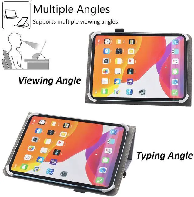 Alt view image 4 of 6 - 10 10.1 11 Inch Tablet Case, Viclowlpfe Protective Folio Stand Android 16 15 Case for 9.6-11 Inch Tablet with Hand Strap and Cards Slots, Black