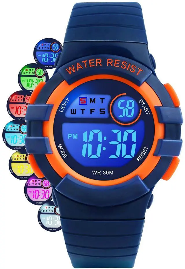 Main image of Digital Kids Watch 30 M Waterproof, 7 Color Lights Time Teaching Watch Easy to Read for Girls Boys 5-16