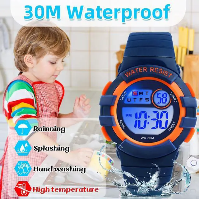 Alt view image 3 of 6 - Digital Kids Watch 30 M Waterproof, 7 Color Lights Time Teaching Watch Easy to Read for Girls Boys 5-16