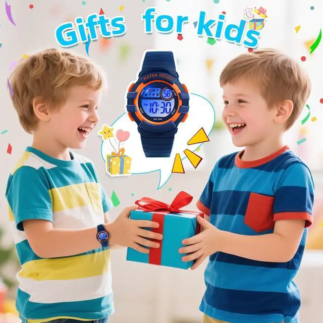 Alt view image 6 of 6 - Digital Kids Watch 30 M Waterproof, 7 Color Lights Time Teaching Watch Easy to Read for Girls Boys 5-16