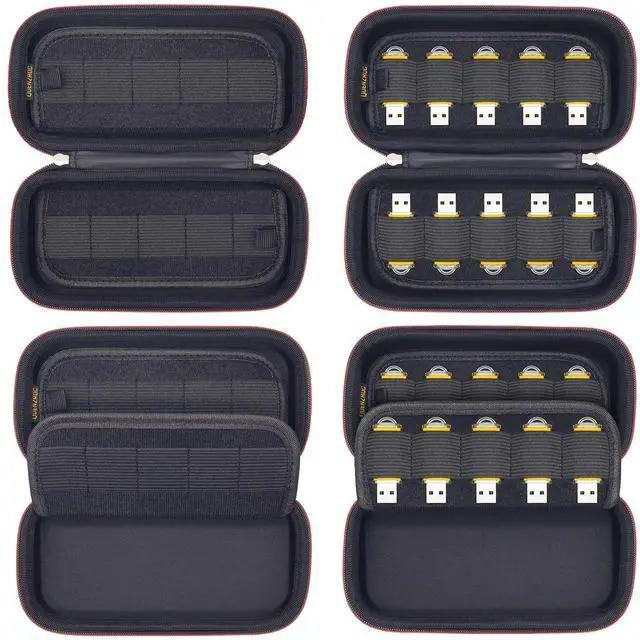 Alt view image 3 of 7 - USB Flash Drives Case Organizer Fits 20 Thumb Drives USB Sticks Holder Hard Shell Storage Case Portable Box Travel Carrying Pouch -Black