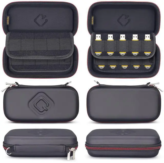 Alt view image 4 of 7 - USB Flash Drives Case Organizer Fits 20 Thumb Drives USB Sticks Holder Hard Shell Storage Case Portable Box Travel Carrying Pouch -Black
