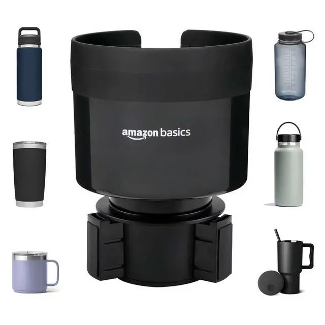 Alt view image 3 of 4 - Car Cup Holder Expander with Adjustable Base, Securely Holds Large Bottles 3.4 to 3.8 in Diameter, Compatible with Yeti, Hydro Flask, Easy Installation, Black