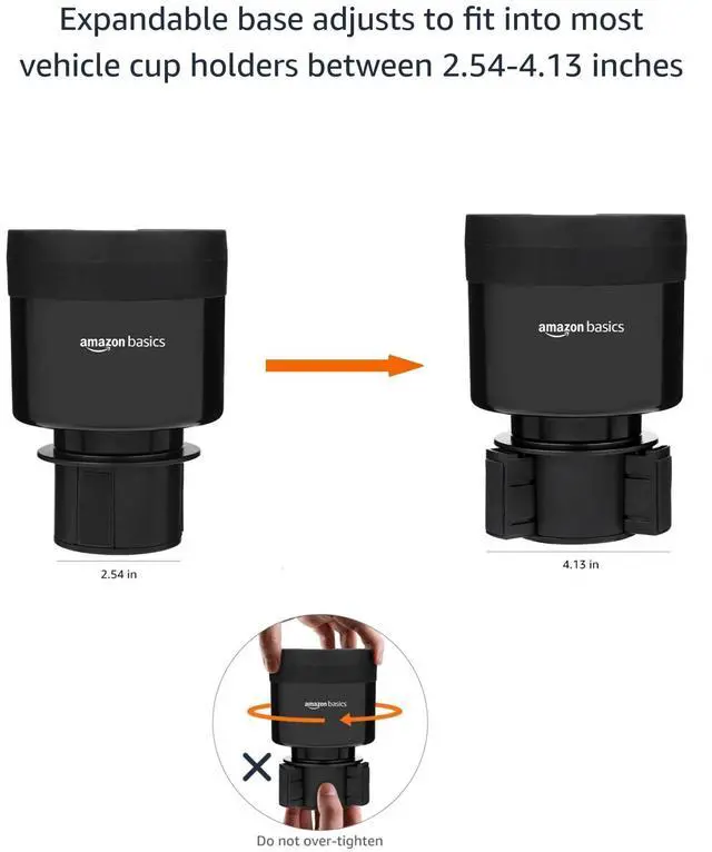 Alt view image 4 of 4 - Car Cup Holder Expander with Adjustable Base, Securely Holds Large Bottles 3.4 to 3.8 in Diameter, Compatible with Yeti, Hydro Flask, Easy Installation, Black