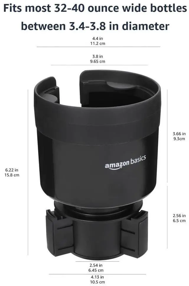 Alt view image 2 of 4 - Car Cup Holder Expander with Adjustable Base, Securely Holds Large Bottles 3.4 to 3.8 in Diameter, Compatible with Yeti, Hydro Flask, Easy Installation, Black