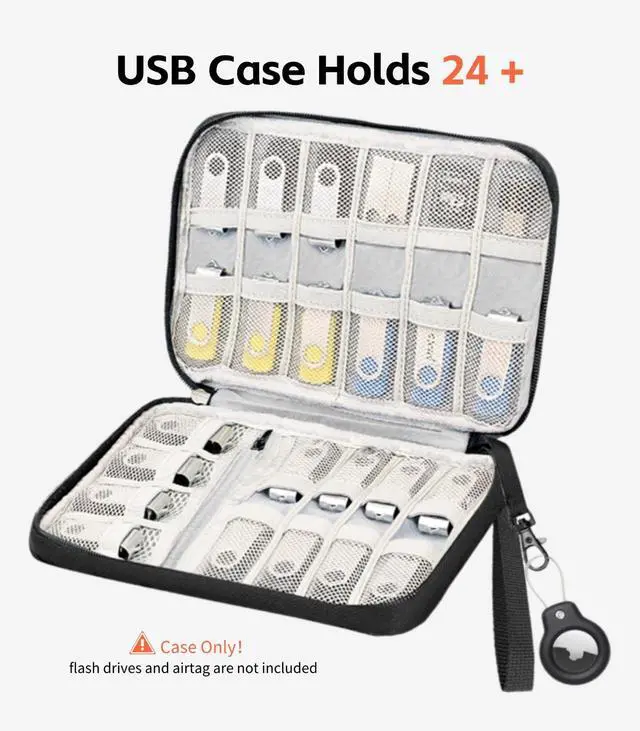 Alt view image 2 of 7 - USB Flash Drive Case with Labels, USB Organizer Holds 24 Pcs, USBs Case, USBs Storage Cases,Thumb Drive Cases, Tech Gifts, Farther Days Gifts, Black