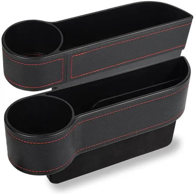 Main image of 2 Pack Car Seat Gap Filler Organizer, Automotive Front Seat Storage with Cup Holder, Auto Console Side Extra Storage Boxes - Passenger & Driver Side
