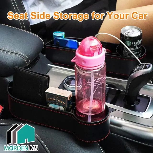 Alt view image 6 of 6 - 2 Pack Car Seat Gap Filler Organizer, Automotive Front Seat Storage with Cup Holder, Auto Console Side Extra Storage Boxes - Passenger & Driver Side