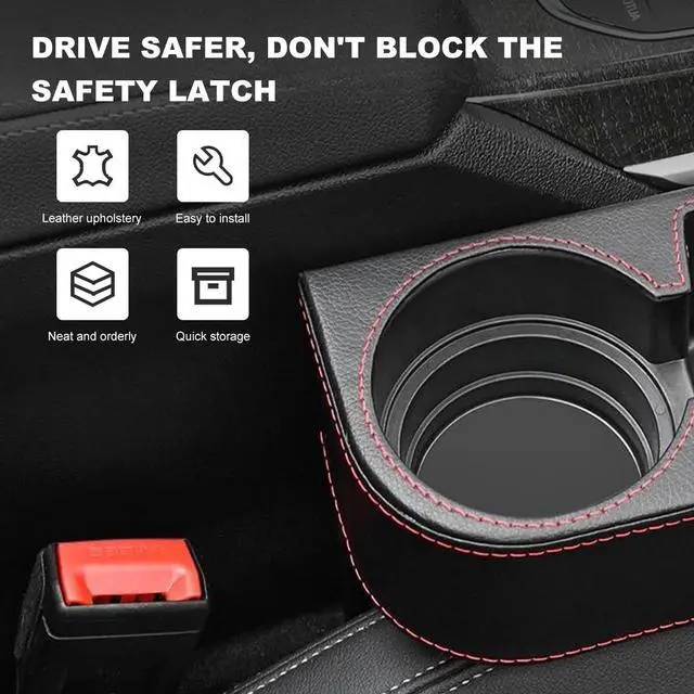 Alt view image 4 of 6 - Car Seat Gap Filler Organizer, Multifunctional Auto Console Side Storage Box with Cup Holder, Universal PU Leather Cup Holder Front Seat Crevice Filler for Car Truck SUV (Black)