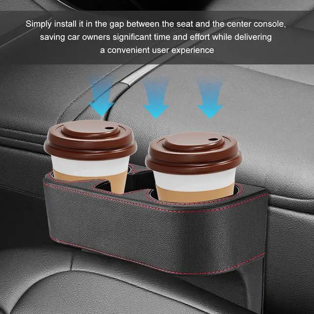 Alt view image 6 of 6 - Car Seat Gap Filler Organizer, Multifunctional Auto Console Side Storage Box with Cup Holder, Universal PU Leather Cup Holder Front Seat Crevice Filler for Car Truck SUV (Black)