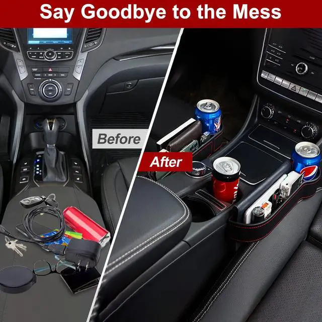Alt view image 3 of 6 - 2 Pack Car Seat Gap Filler Organizer, Automotive Front Seat Storage with Cup Holder, Auto Console Side Extra Storage Boxes - Passenger & Driver Side