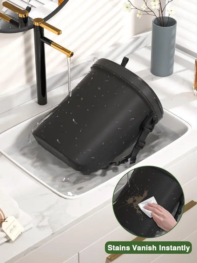 Alt view image 5 of 6 - Leakproof Car Trash Can, 1.9 Gallon Soft Silicone Hanging Garbage Can with Lid, Easy to Clean Vehicle Trash Bin, Suitable for Sedans, SUVs, MPVs & Trucks