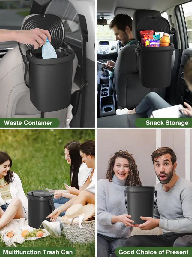 Alt view image 3 of 6 - Leakproof Car Trash Can, 1.9 Gallon Soft Silicone Hanging Garbage Can with Lid, Easy to Clean Vehicle Trash Bin, Suitable for Sedans, SUVs, MPVs & Trucks