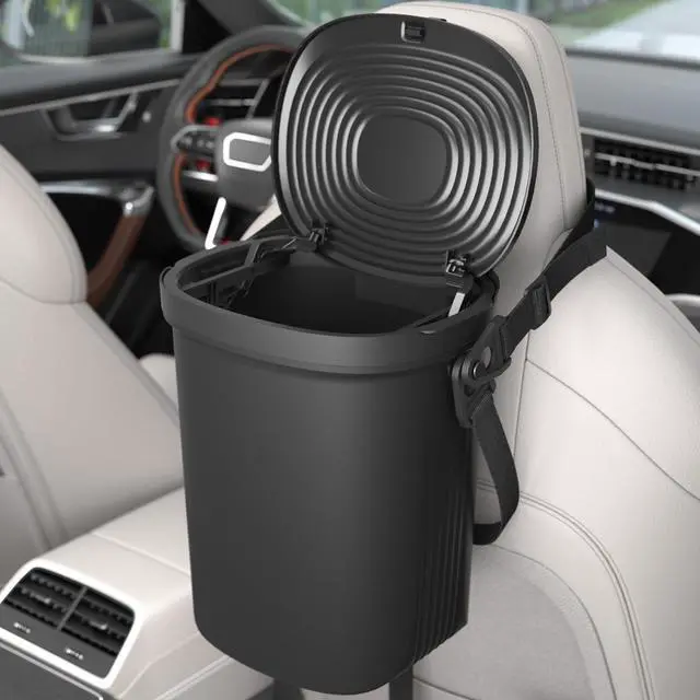 Alt view image 2 of 6 - Leakproof Car Trash Can, 1.9 Gallon Soft Silicone Hanging Garbage Can with Lid, Easy to Clean Vehicle Trash Bin, Suitable for Sedans, SUVs, MPVs & Trucks