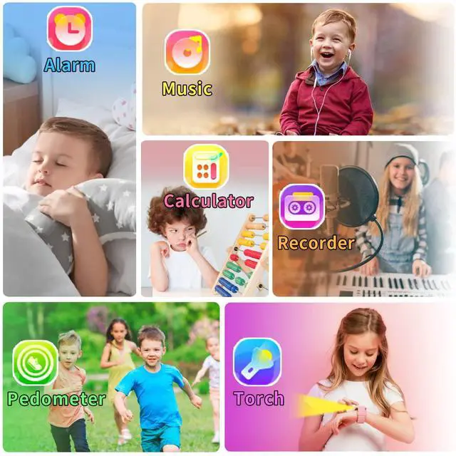 Alt view image 4 of 6 - Smart Watch for Kids with 39 Puzzle Games HD Touch Screen Camera Music Player Pedometer Alarm Clock Calculator Flashlight 12/24 hr Gifts for 4-12 Year Old Boys Toys for Kids