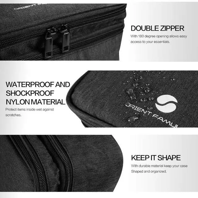 Alt view image 2 of 6 - Organizer, Waterproof Cable Organizer Bag for Electronic Accessories Double Layer Large Shockproof Cable Storage Bag for Cord, Power Bank, Tablet(Up to iPad 11 inch) - Black