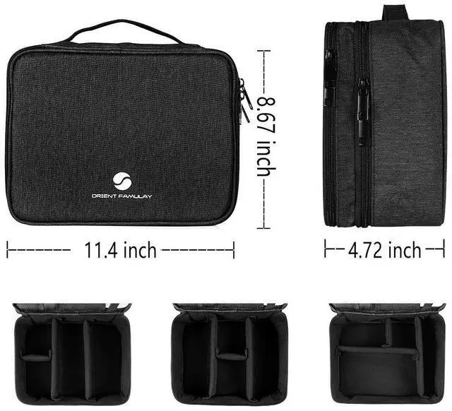 Alt view image 5 of 6 - Organizer, Waterproof Cable Organizer Bag for Electronic Accessories Double Layer Large Shockproof Cable Storage Bag for Cord, Power Bank, Tablet(Up to iPad 11 inch) - Black