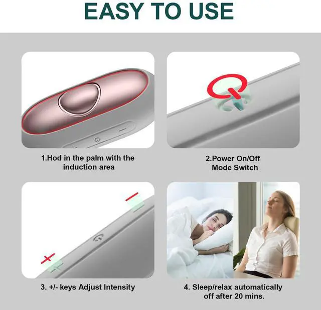 Alt view image 4 of 7 - Handheld Relaxation Device Dual-Mode Gentle Pulse Wellness Tool for Adults & Kids, Portable Sleep Device, Supports Calm Focus & Better Rest, USB-C Rechargeable (Silver)